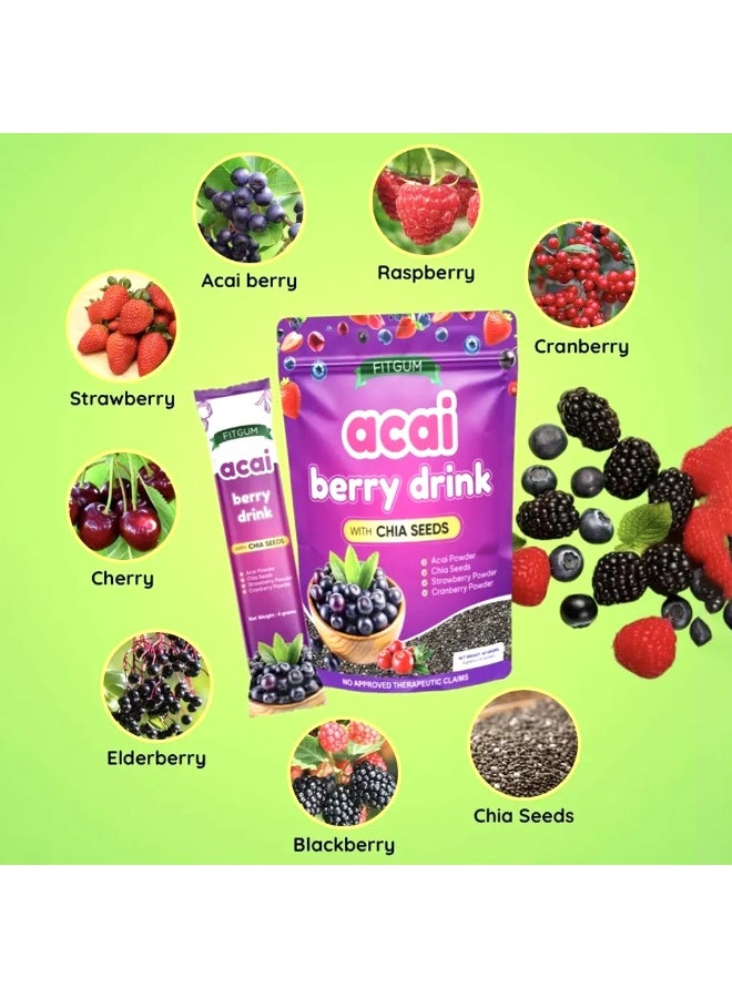 FITGUM Fitarm Acai Berry Drink with Chia Seeds - 10 Sachets (3 Pieces) - Image 2